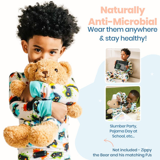 Zip N' Bear Buttery Soft Pajamas for Kids - Styled By Kardashians - Galaxy Gamers Pajamas For Boys - Naturally Hypoallergenic and Ultra-Breathable - Age 5/6 Year