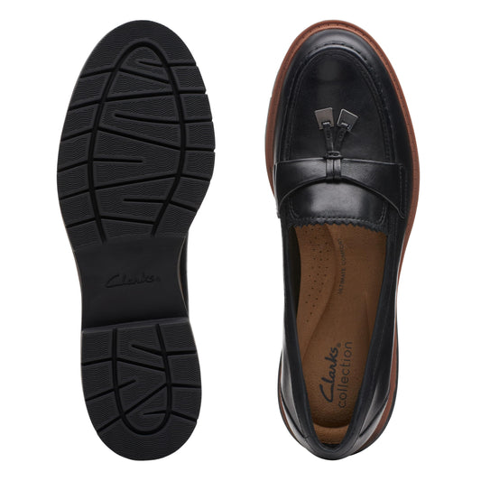 Clarks Women's Westlynn Bella Loafer, Black Leather, 9.5