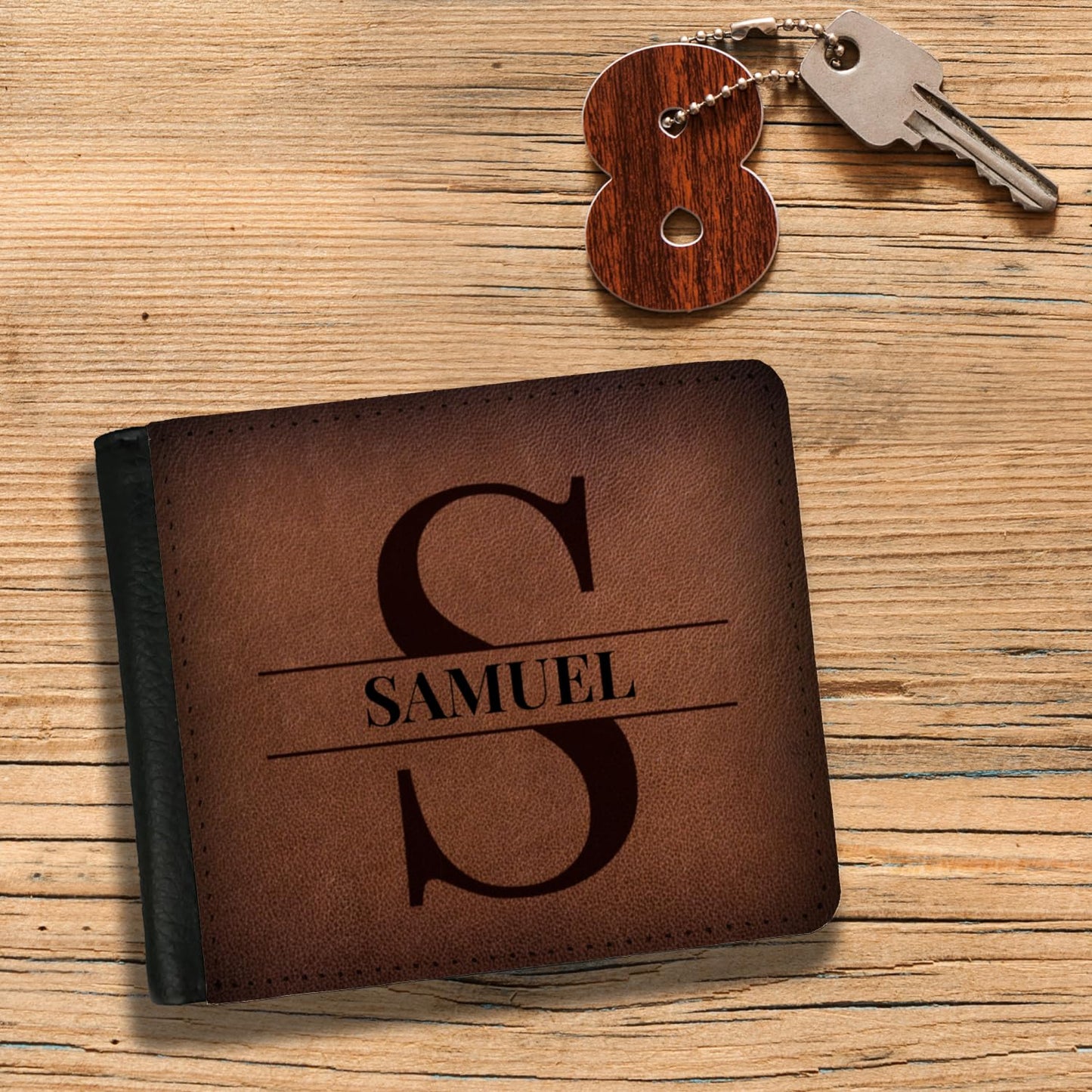 Sentiment House Personalized Wallet for Men – Custom Engraved Men's Wallet, Faux Leather, ID Windows, Card Slots – Tarjeteros de Hombres, Leather Gifts for Him, Husband Birthday Gift, Boyfriend Gift