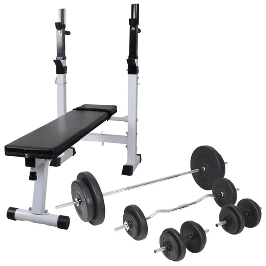 vidaXL Workout Bench with Weight Rack, Barbell and Dumbbell Set198.4 lb-1