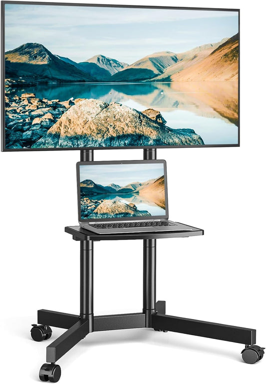 Rolling TV Stand for 32-75 Inch TVs with Shelf-1