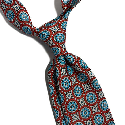 Scarlett Red & Blue Geometric Silk Tie-1