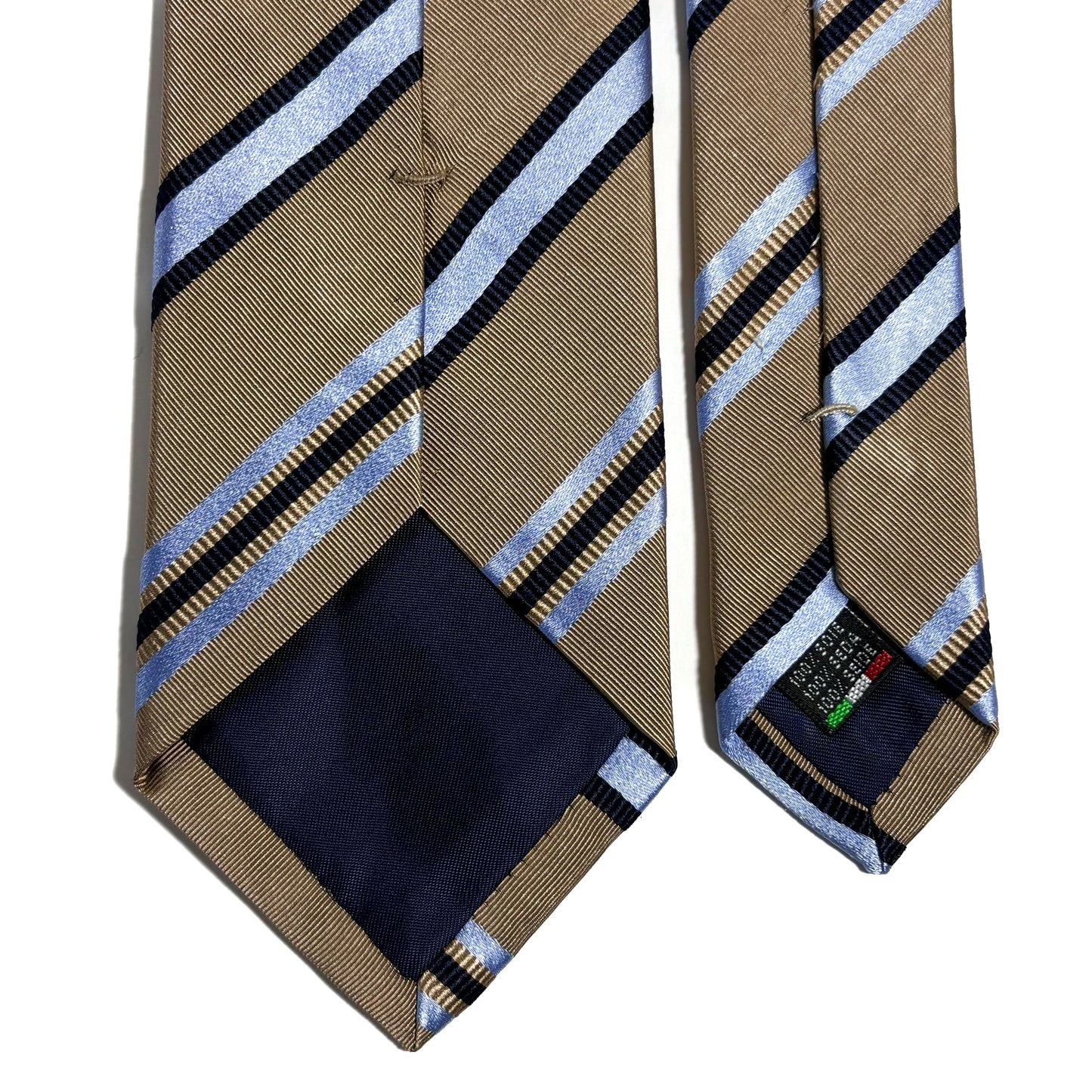 Beige Striped Silk Jacquard Tie-3