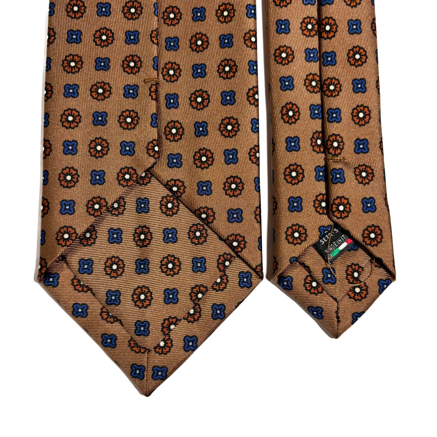 Beige Floral Printed Silk Twill Tie-3