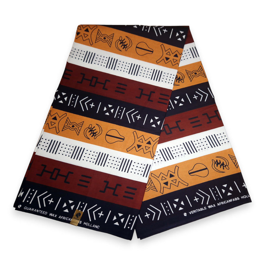 6 Yards | African Print "Mudcloth" Bogolan Inspired Print Fabric 100% Cotton | Ankara Fabric-0