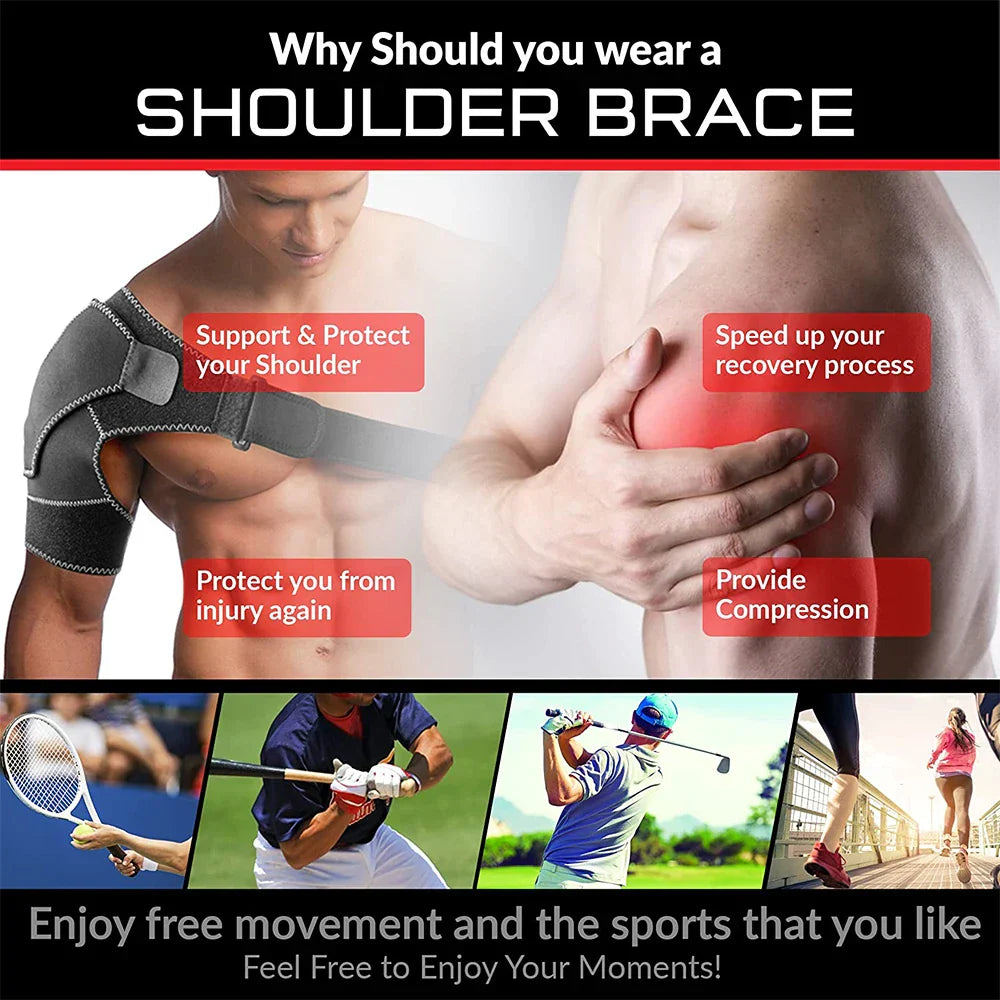 Adjustable Neoprene Shoulder Support Brace Compression Strap Black-4
