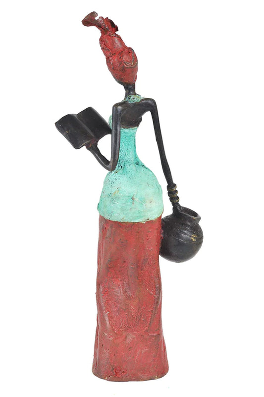 Devoted Reader Burkina Bronze Sculpture