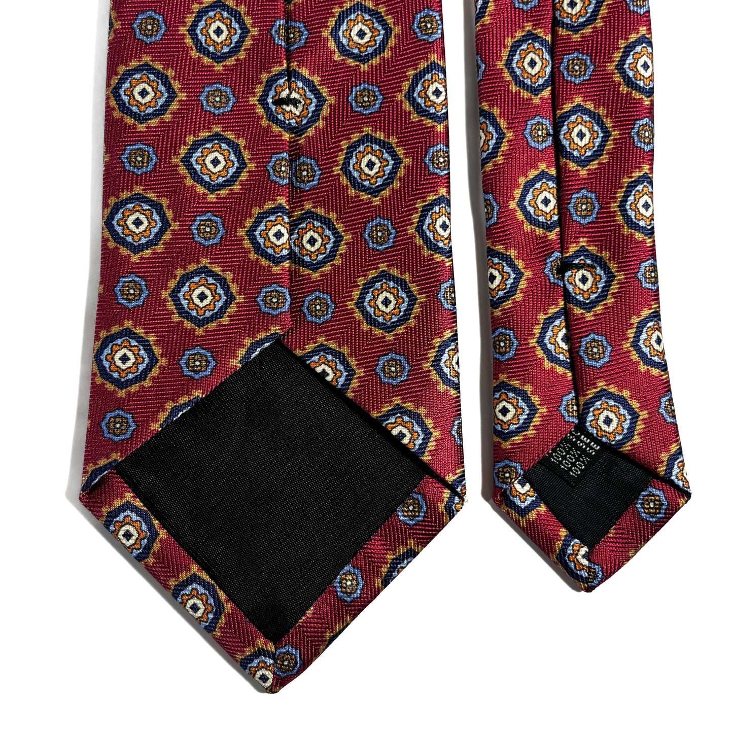 Burgundy Geometric Silk Tie (Handmade in Italy)-3