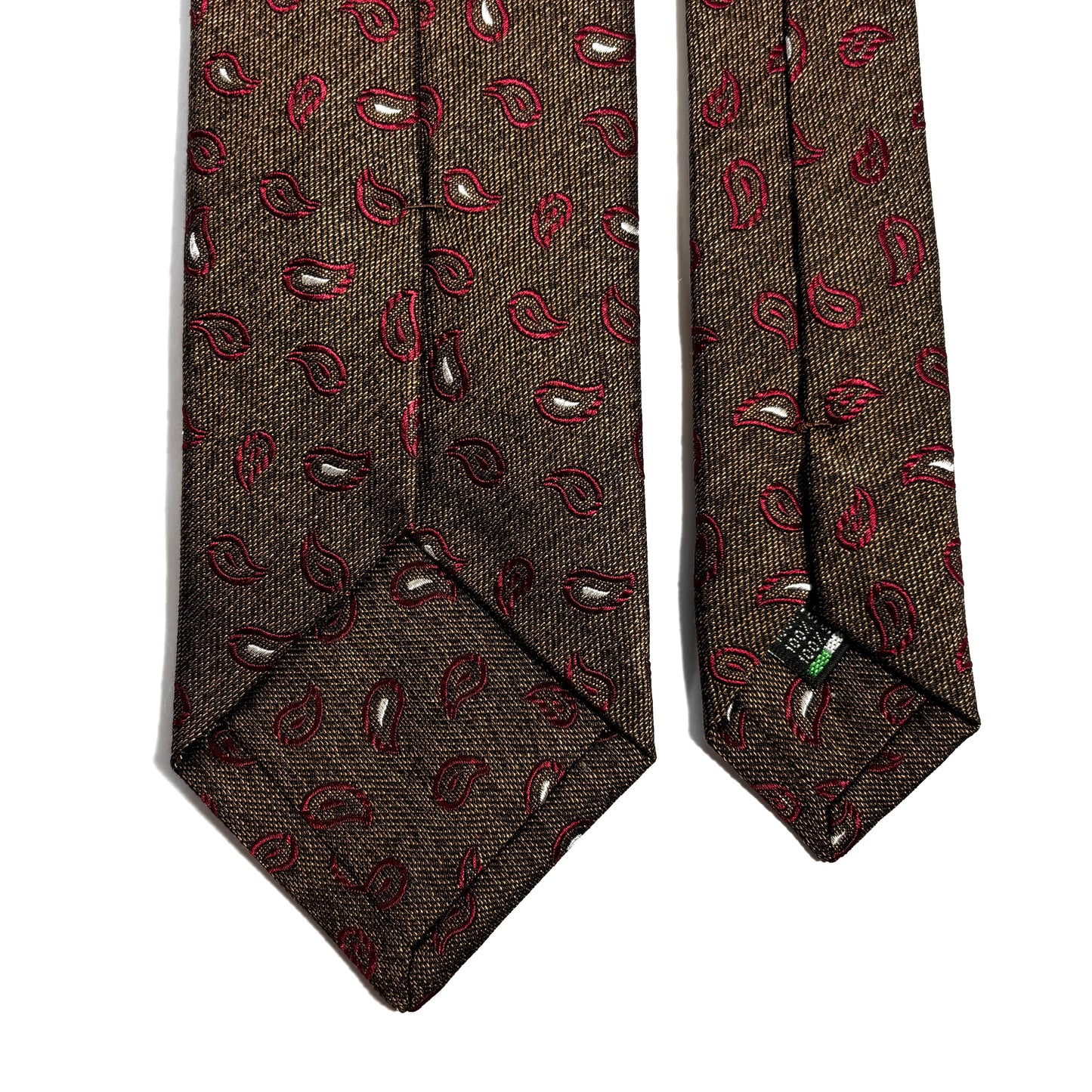 Brown & Burgundy Paisley Silk Jacquard Tie-3