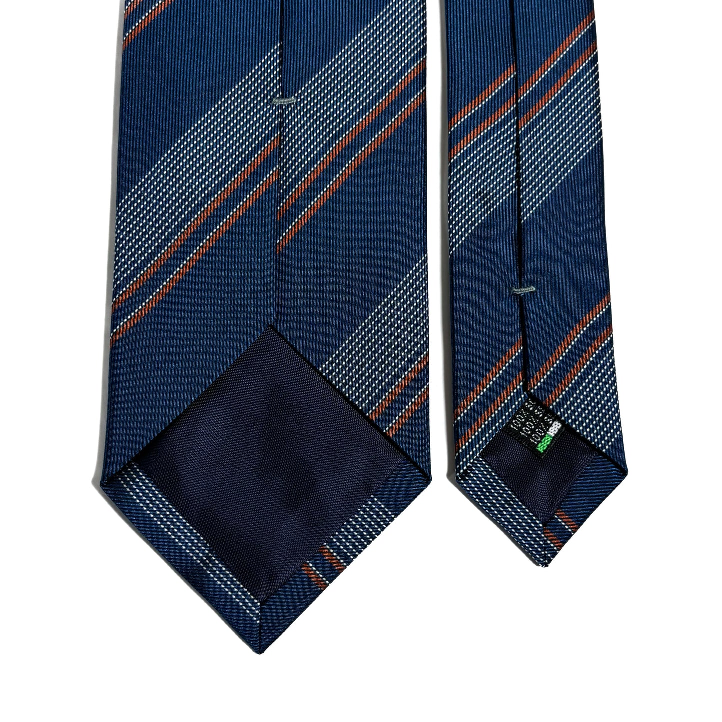 Prussian Blue Striped Silk Repp Tie-3