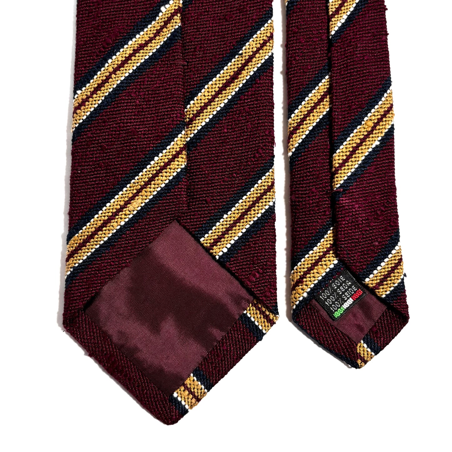 Burgundy & Gold Striped Silk Shantung Tie-3