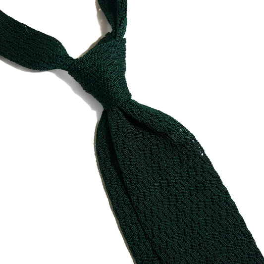 Zig-Zag Forest Green Silk Knitted Tie-1