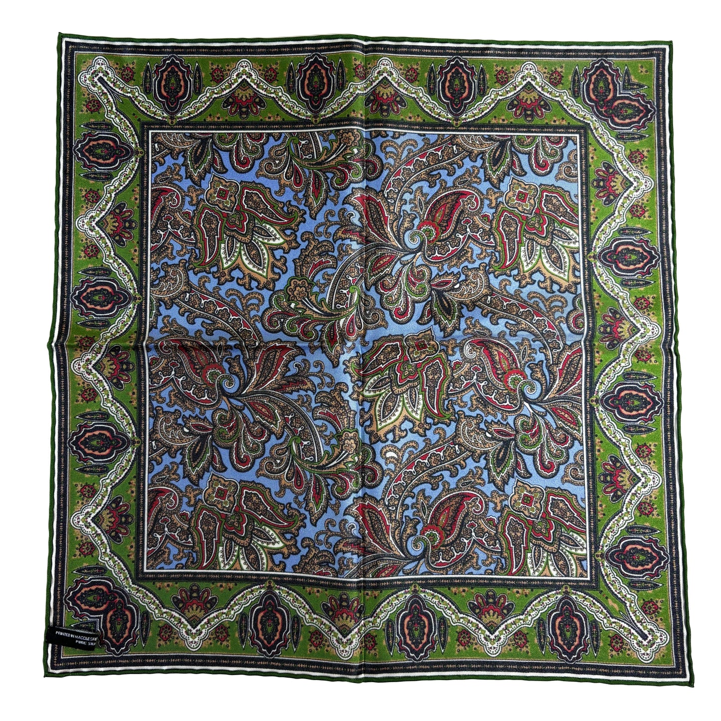 Blue & Green Paisley Silk Pocket Square-4