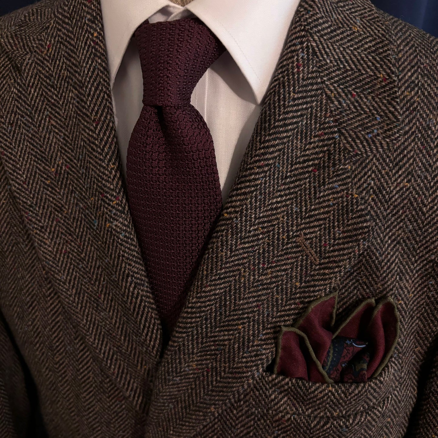 Burgundy Silk Grenadine Tie (Garza Grossa)-4