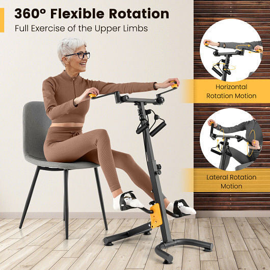 Pedal Exerciser with Adjustable Handgrip for Seniors-Yellow-4