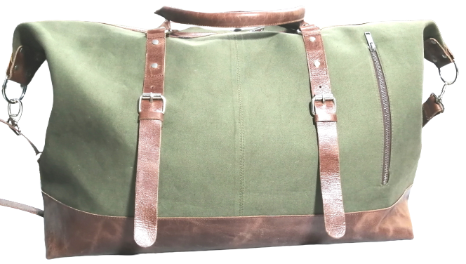 Duffel Bag, Wax Canvas Holdall, Vintage Luggage Bag, Canvas Leather Overnight Bag-4