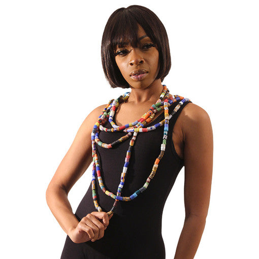 Ghana Trade Bead Long Necklace