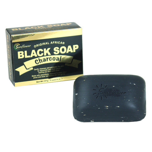 Sunflower: (Original African) Charcoal Black Soap - 5 oz.