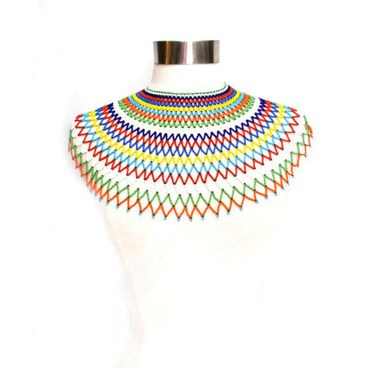 Malikia Long Beaded Bib Necklace 07-1