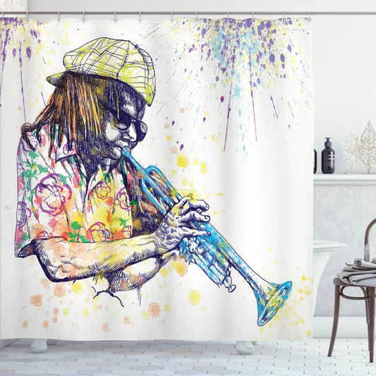 Music Shower Curtain with Hooks Included