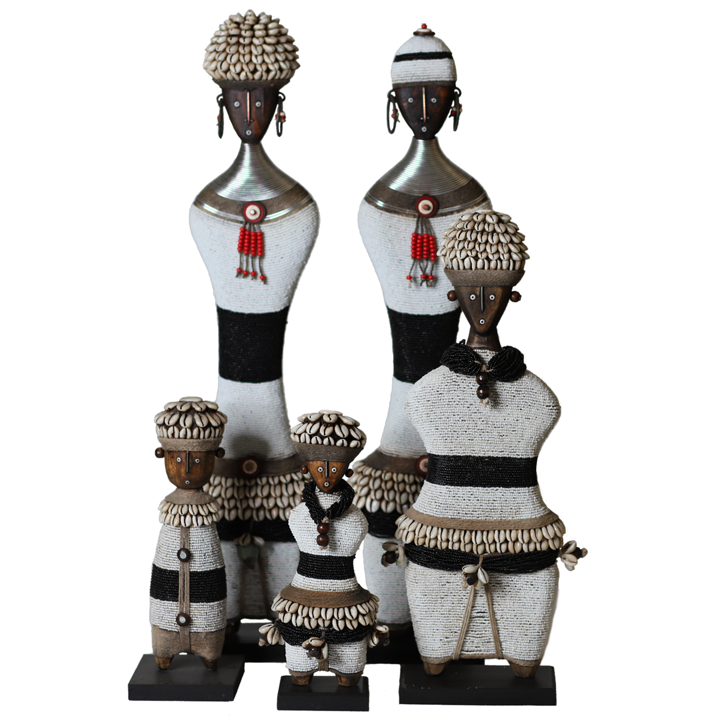 Beaded Namji Doll Black & White Family 02-0