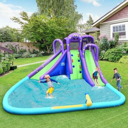 Kids Inflatable Bounce House Water Slide without Blower-5