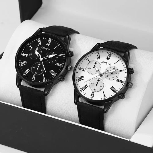 Couple Leather Quartz Watches Set-1