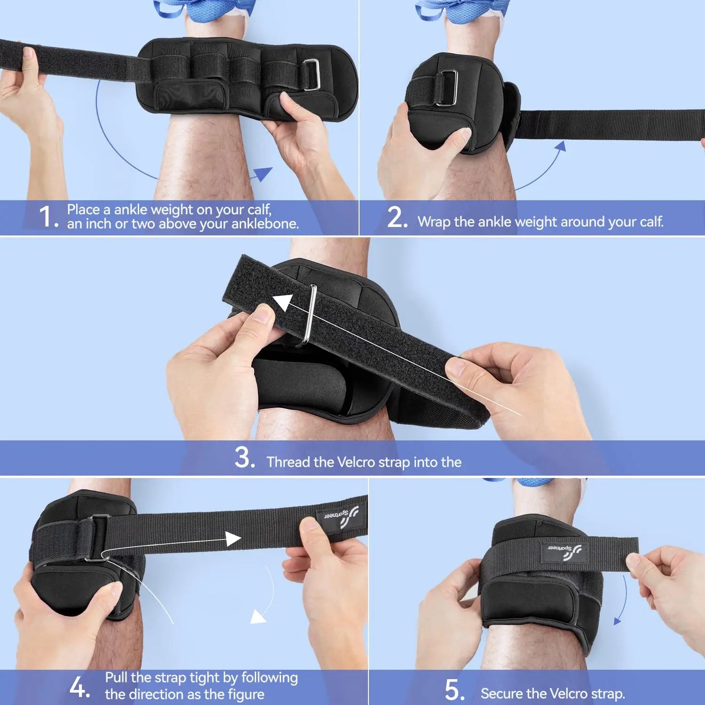 Adjustable Ankle Weights - 1 Pair, 4lbs-4