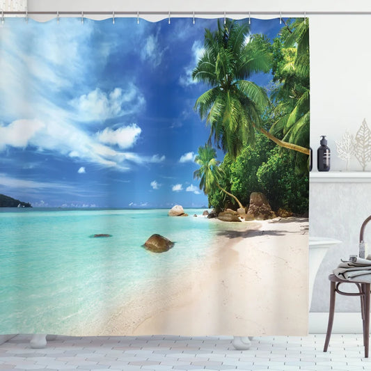 Caribbean Bliss Shower Curtain with Hooks Included