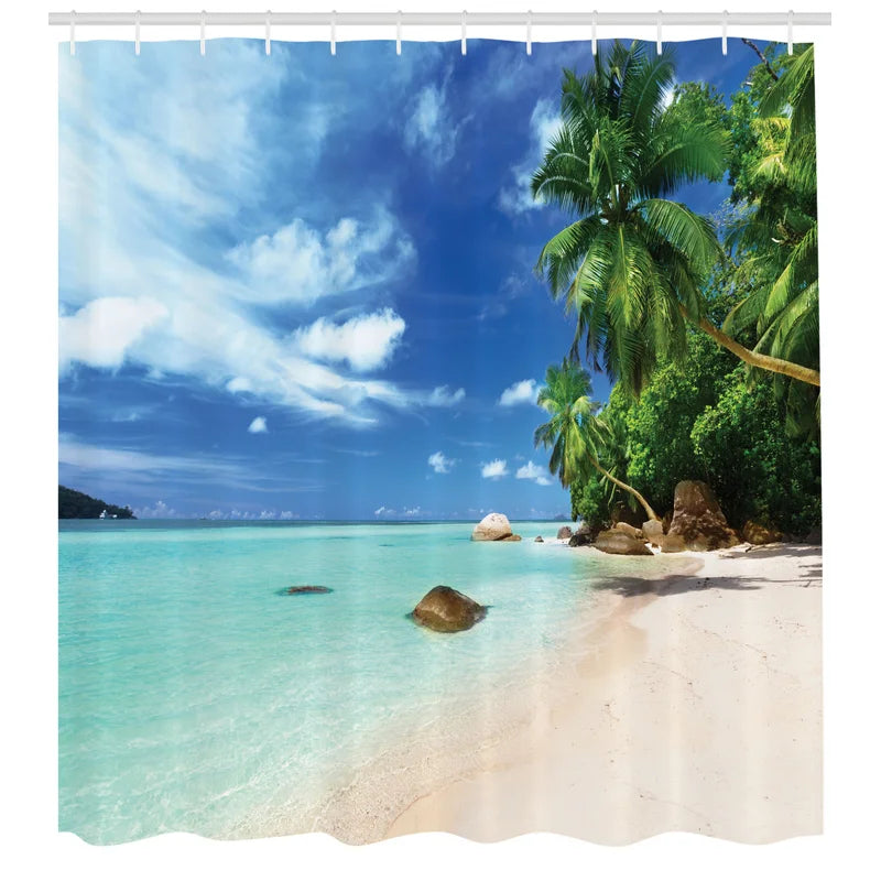 Caribbean Bliss Shower Curtain with Hooks Included