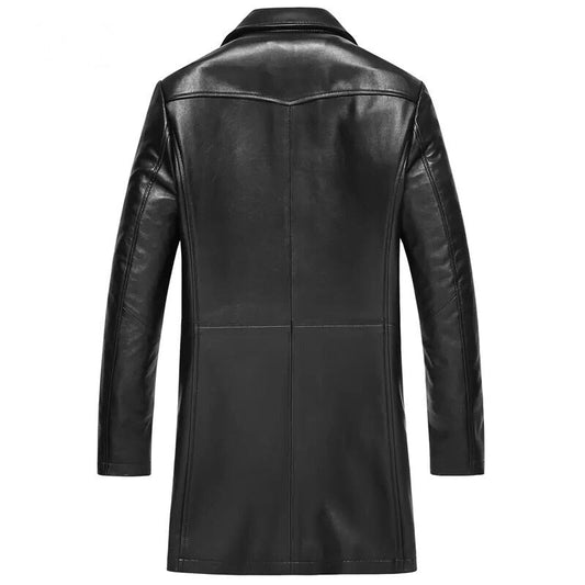 Spectra Mens Fashion Double Breasted Leather Blazer Coat-1