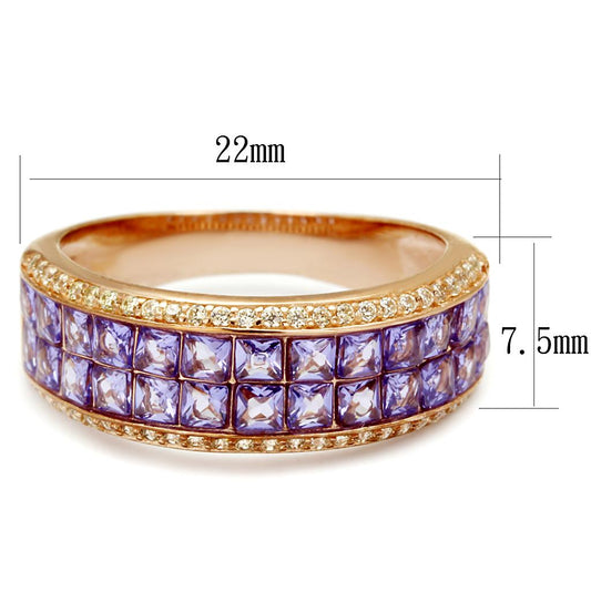 TS525 - Rose Gold 925 Sterling Silver Ring with AAA Grade CZ in Amethyst-1
