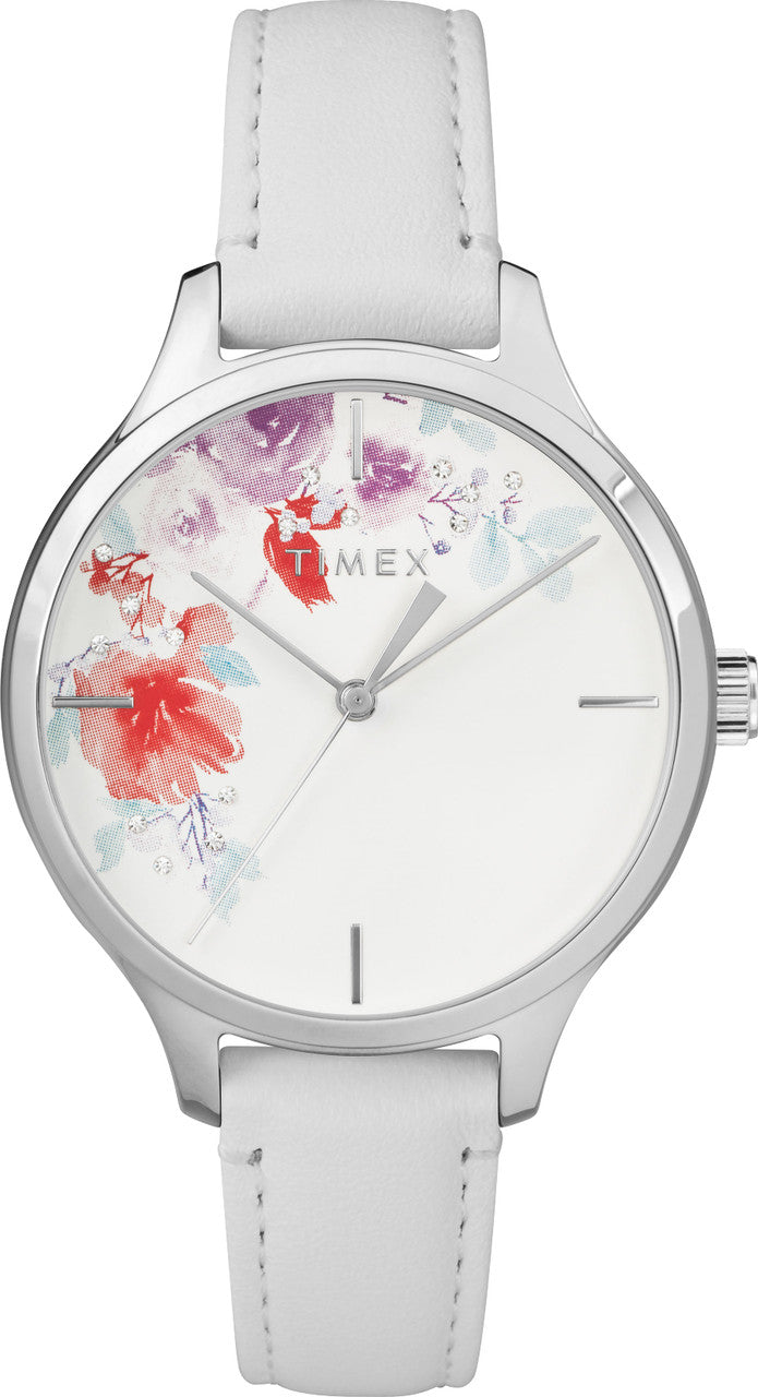 Timex TW2R66800 Women's Swarovski White Leather Strap Watch-0