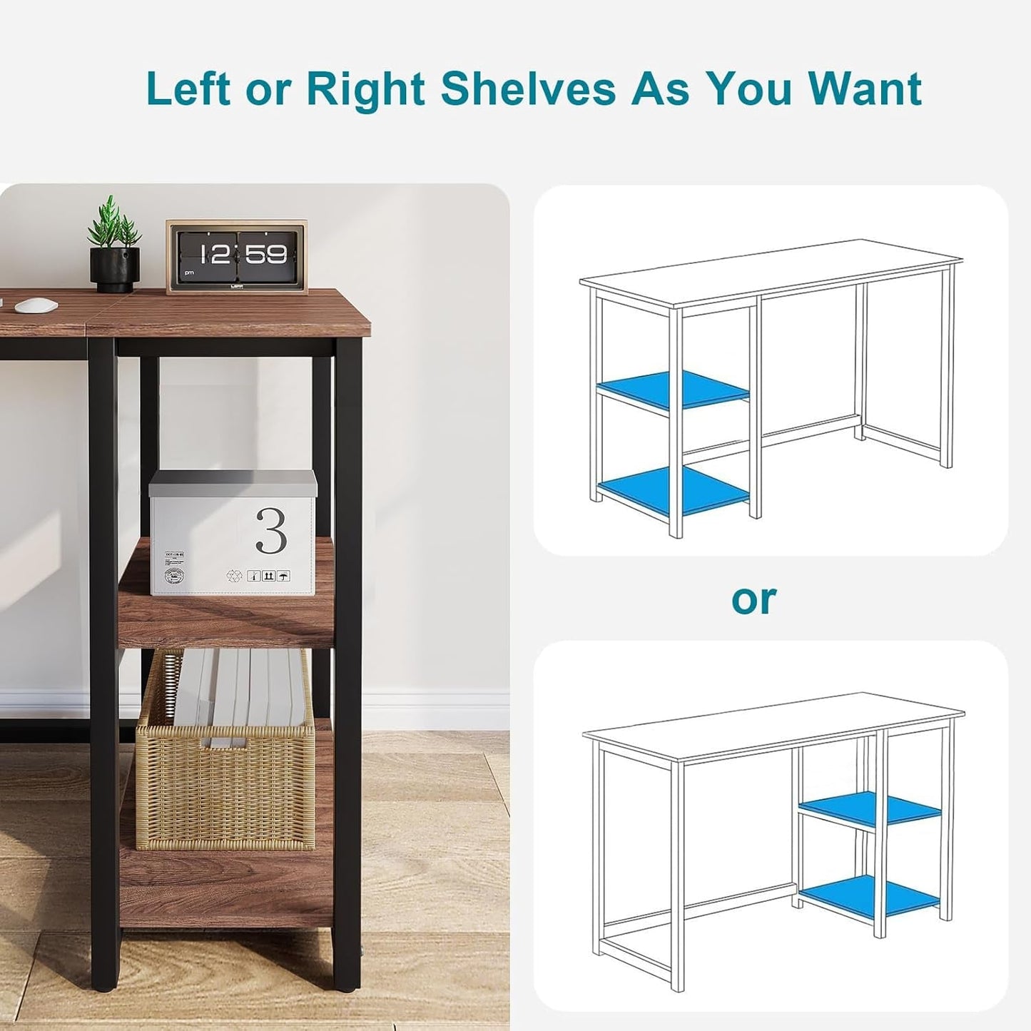 Computer Desk 40 Inch with 2 Shelves, Sturdy Home Office Desk with Large Storage Space, Modern Gaming Desk, Study Writing Laptop Desk(Brown,40 Inch)-4