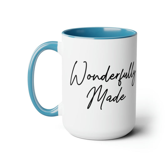 Ceramic Coffee Mug 15oz - Wonderfully Made Black Illustration-1