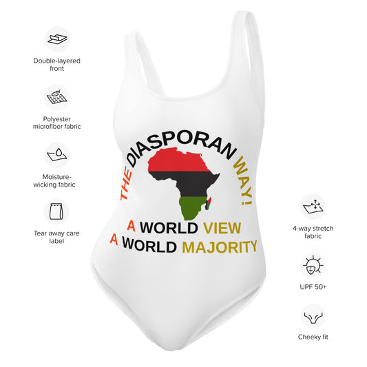 THE DIASPORAN WAY! A WORLD VIEW A WORLD MAJORITY One-Piece Swimsuit by SobG Designs