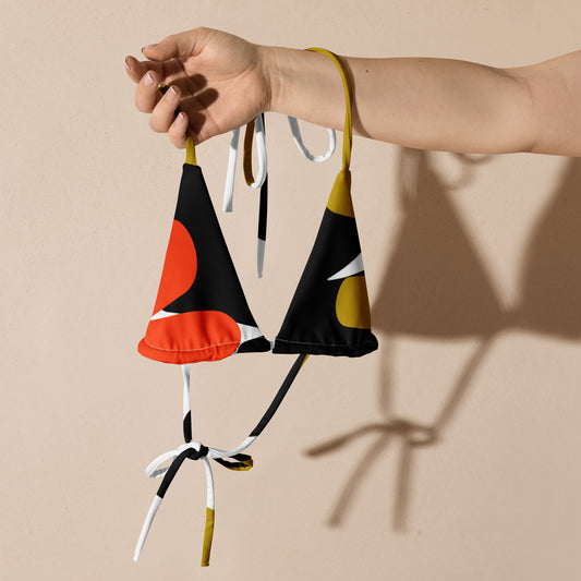 OUR COLORS RED BLACK GREEN All-Over Print Recycled String Bikini Top by SobG Designs