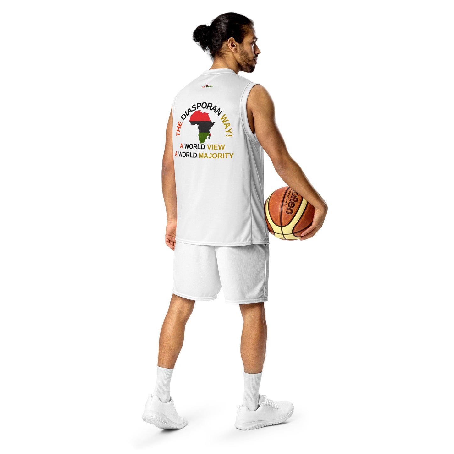 THE DIASPORAN WAY A ORLD VIEW A WORLD MAJORITY Recycled Unisex Basketball Jersey by SobG Designs