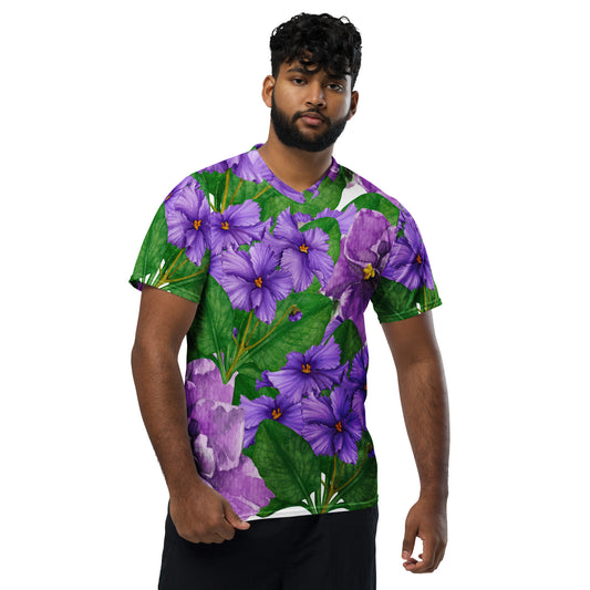 AFRICAN VIOLETS Recycled Unisex Sports Jersey by SobG Designs