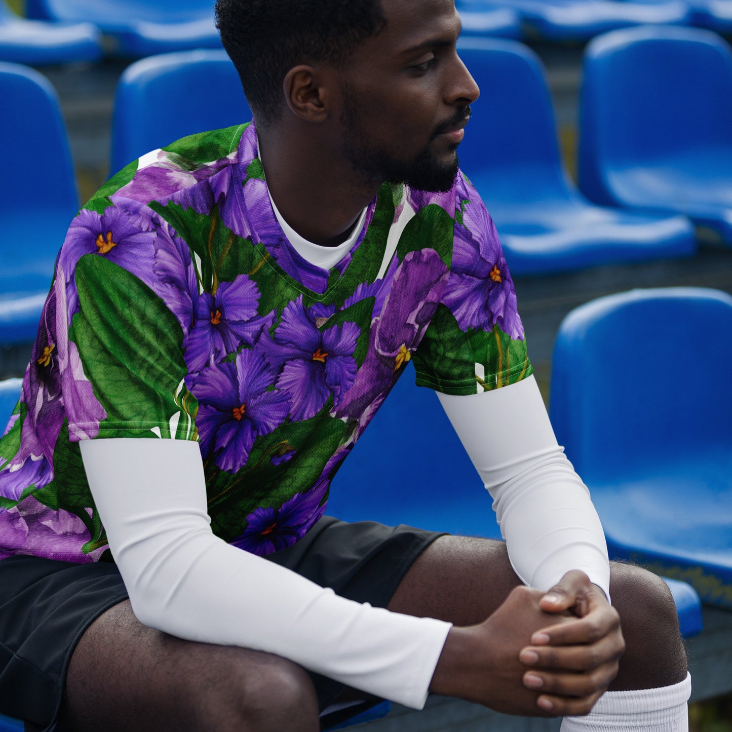 AFRICAN VIOLETS Recycled Unisex Sports Jersey by SobG Designs