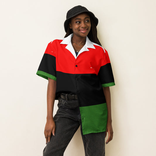 The RED The BLACK The GREEN Unisex Button Shirt by SobG Designs