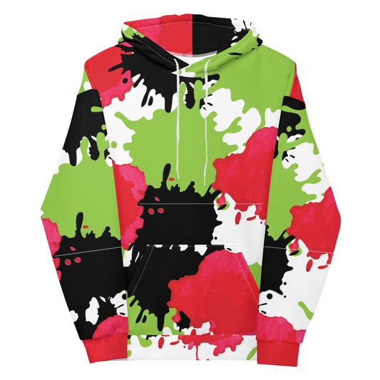 OUR COLORS RED BLACK GREEN ALL OVER PRINT Unisex Hoodie by SobG Designs