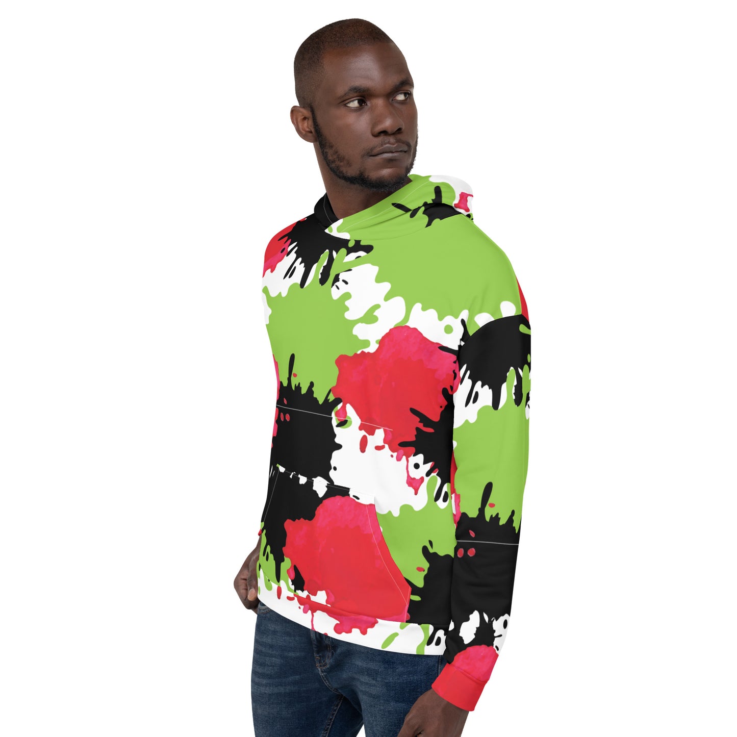 OUR COLORS RED BLACK GREEN ALL OVER PRINT Unisex Hoodie by SobG Designs