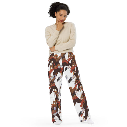 All-Over Print Unisex Wide-Leg Warrior Pants by SobG Designs