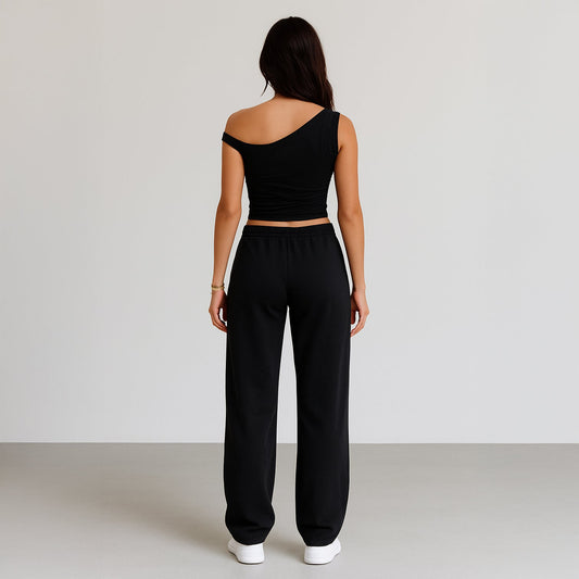 0896 - Women's One Shoulder Asymmetrical Tank-1