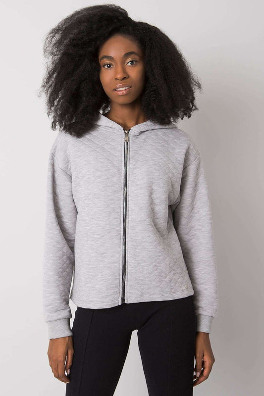 Long Sleeves Front Zipper Hooded Sweatshirt in White