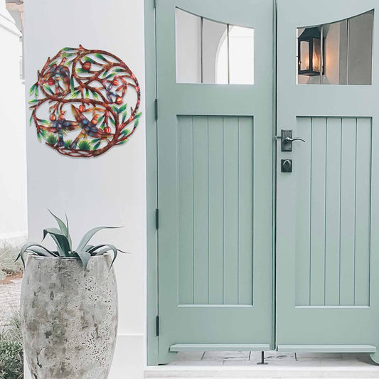 TREE OF LIFE HAND PAINTED 24-INCH METAL WALL ART - CROIX DES BOUQUETS