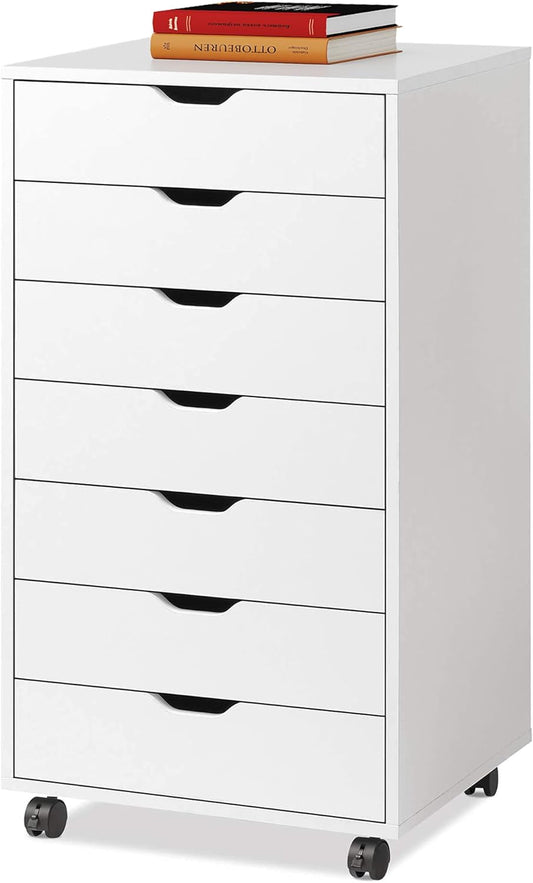 White 7-Drawer Storage Chest with Wheels-1