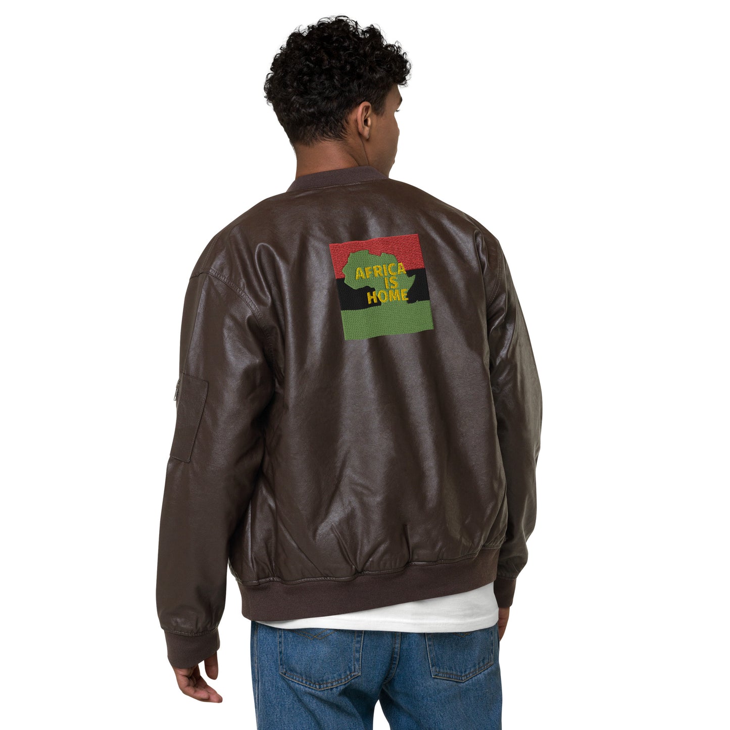 AFRICA IS HOME Unisex Leather Bomber Jacket by SobG Designs