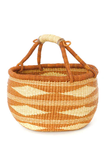 Copper Diamond Handwoven Decorative Bolga Basket